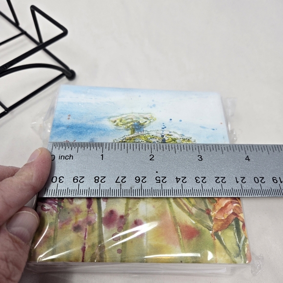 Coaster Set Be Happy Primitives By Kathy Flowers Scenery Absorbent, Water Colors - Picture 9 of 10